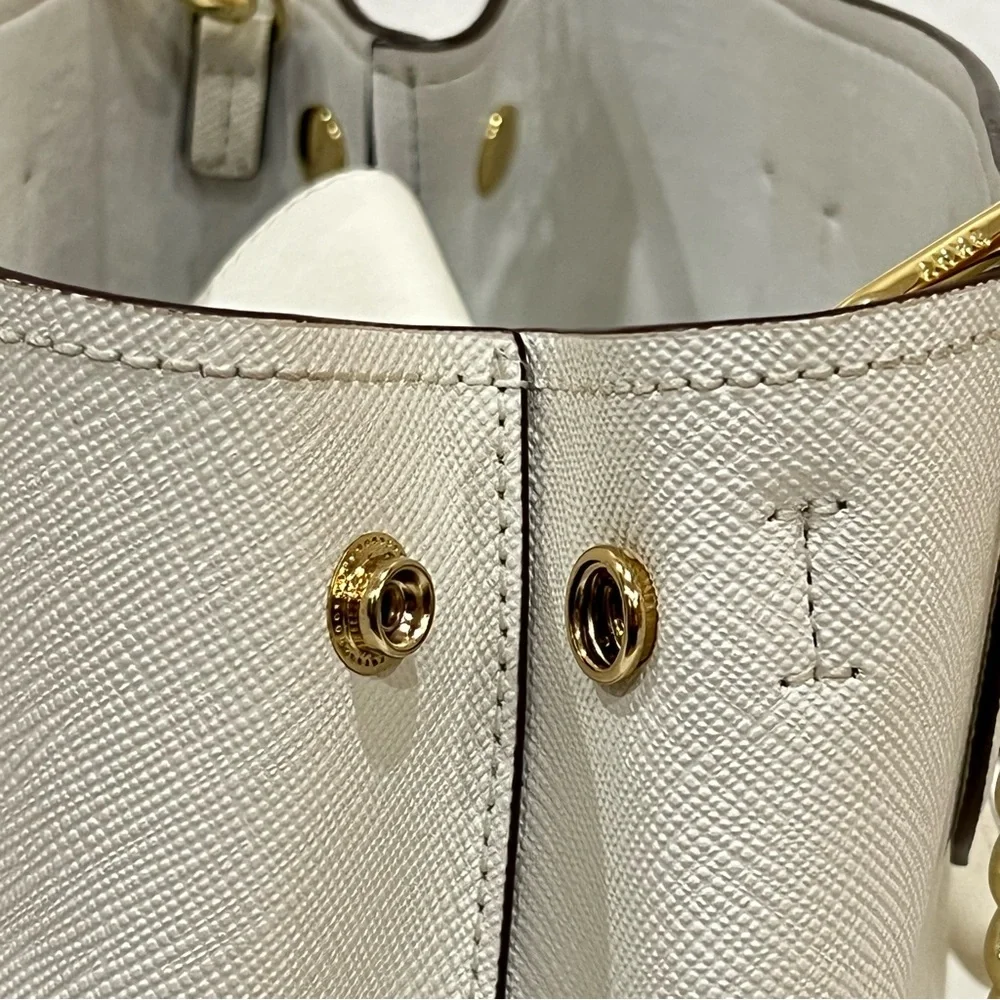 DKNY Ivory Leather Bianca Medium Satchel Bag